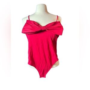 A NEW DAY women’s red bow accent speghetti strap bodysuit size XL NWT